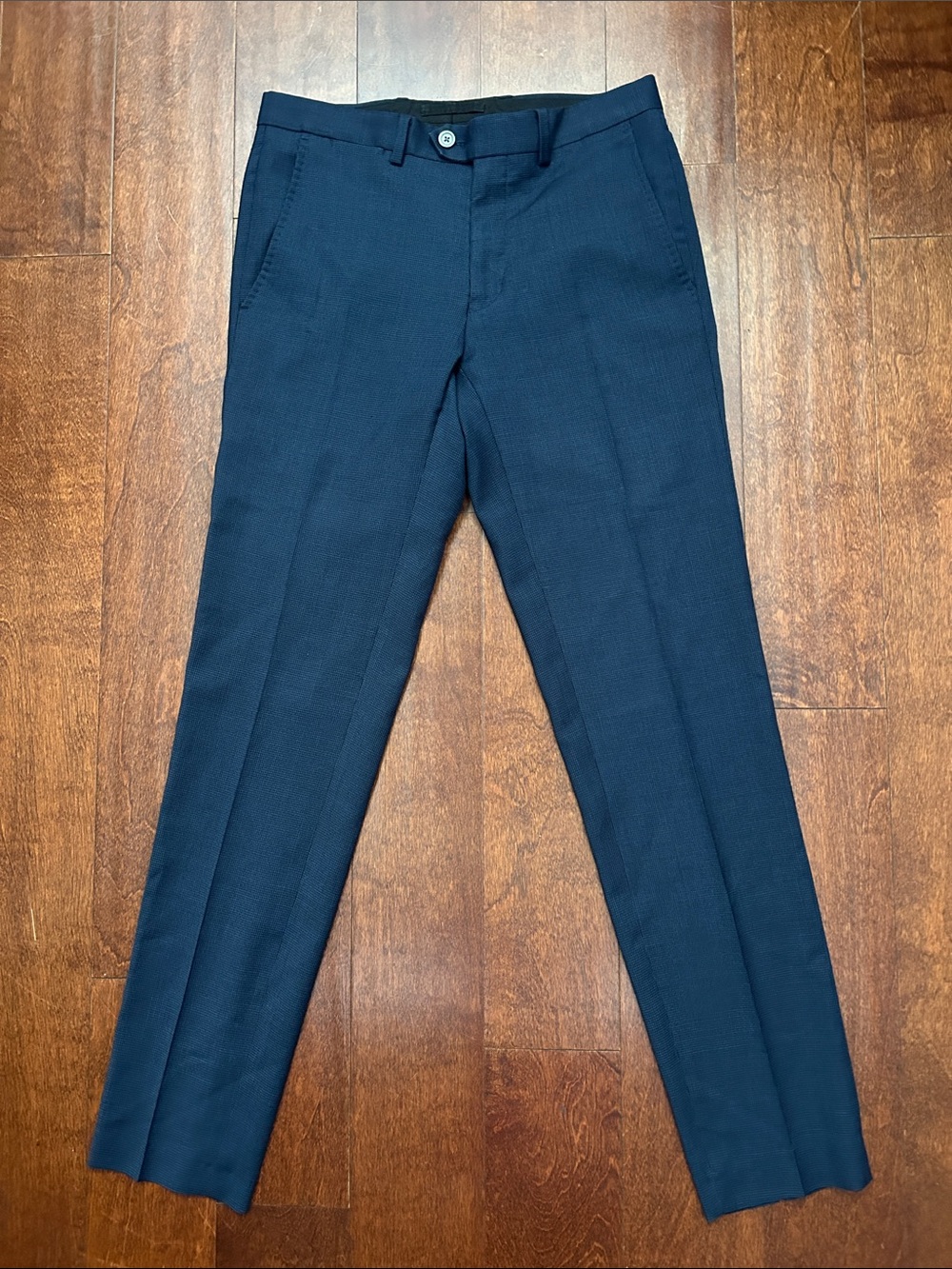 T.M.Lewin Tailored Navy Dress Trousers, Power Stretch, Skinny Fit, Size 30R